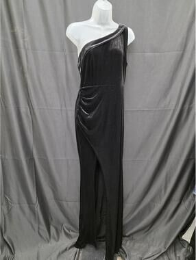 Women’s Elegant Velvet‑Inspired Texture Evening Gown, One‑Shoulder, Ruched XL
